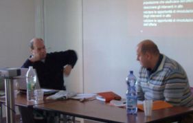 Vladimir Kosic e Vittorino Boem al tavolo dei relatori di Codroipo (foto Gremese)