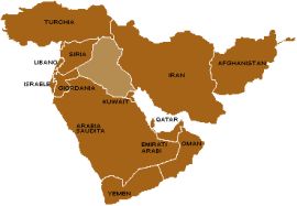 Una cartina della regione del Medio Oriente