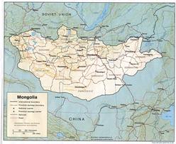 La cartina geografica della Mongolia