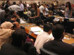Discussioni all'ONU durante i lavori per la Convenzione sulla Disabilità (foto di Giuliano Giovinazzo)