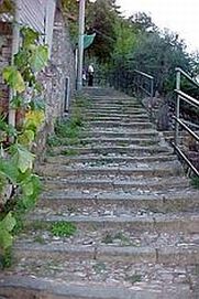 La scalinata «incriminata» di Fabiano Alto, presso la Spezia, che da troppo tempo rende Michele Pieretti un «prigioniero in casa»