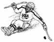 Disegno raffigurante un atleta di sledge hockey della squadra americana