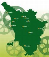 Cartina della Toscana circondata da loghi riferiti al Cesvot