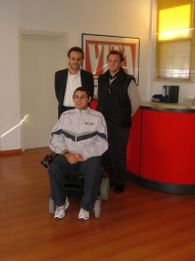 Raffieri, Carelli e Spinelli alla conferenza stampa di presentazione del Campionato Nazionale di wheelchair hockey, presso la redazione milanese di «Vita»