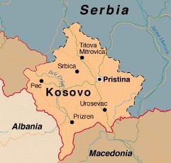 Una mappa del Kosovo