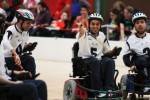 Alcuni giocatori della Nazionale Italiana di wheelchair hockey ai recenti Campionati Europei di giugno in Finlandia