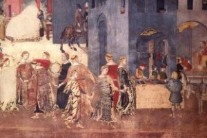 Ambrogio Lorenzetti, "Effetti del Buon Governo" (particolare)