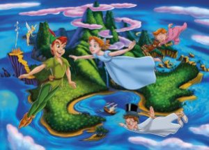 Disegno di Peter Pan e dell'isola che non c'è