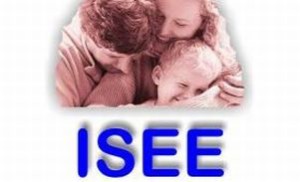 Realizzazione grafica con una famiglia e sotto la scritta "ISEE"