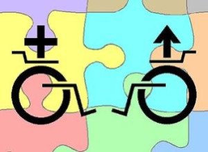 Realizzazione grafica su sfondo di un puzzle, dedicata al tema "Sessualità e disabilità"