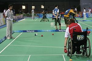 Partita paralimpica di boccia, giocatadal norvegese John Nørsterud