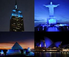 New York, Rio de Janeiro, le Piramidi di Egitto e Sydney, città illuminate in blu il 2 aprile 2013