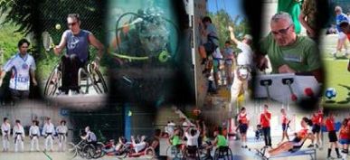 Collage di immagini dedicate allo sport praticato dalle persone con disabilità