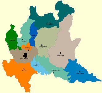 Cartina delle Province della Lombardia
