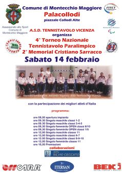 Locandina del torneo paralimpico di tennistavolo del 14 febbraio 2015 a Montecchio Maggiore (Vicenza)
