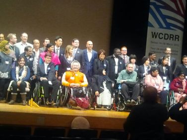 Caucus della disabilità a Sendai, Giappone, 13 marzo 2015, Conferenza ONU su riduzione rischi naturali