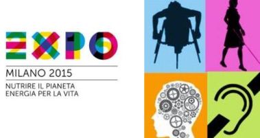 Realizzazione grafica con il logo dell'Expo 2015 e quelli di tutte le disabilità