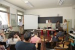 Un'immagine della cerimonia di consegna delle casse acustiche alle scuole bolognesi, da parte dell'AGFA di Bologna, nell'àmbito del Progetto "Sentiamoci meglio"