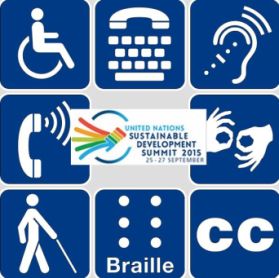 Al centro dei loghi delle varie disabilità, quello dell'evento di questi giorni alle Nazioni Unite