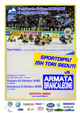 Locandina della prima giornata del Campionato 2015-2016 di ice sledge hockey
