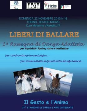 Locandina della Prima Rassegna di Danza Adattata, Torino, 22 novembre 2015