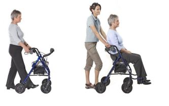 Persona con disabilità in piedi e in carrozzina