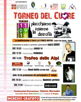 Locandina del Torneo del Cuore "Trofeo delle Alpi", Torino, 11 settembre 2016