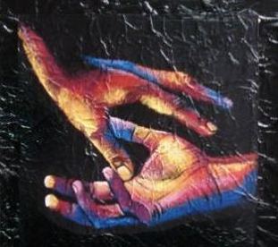 Pannello dedicato alla solidarietà nel quadro di Jason (Giacomo Sonaglia), "Solidarietà-Affetto-Carità-Rabbia"