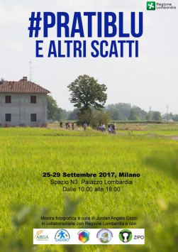 Locandina della mostra fotografica "#PratiBlu e altri scatti", Milano, 25-29 settembre 2017