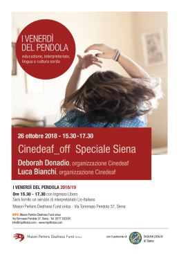 Siena, "I Venerdì del Pendola", 26 ottobre 2018, locandina