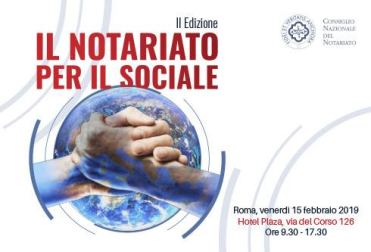 Locandina dell'evento del 15 febbraio 2019 a Roma, organizzato dal Consiglio Nazionale del Notariato