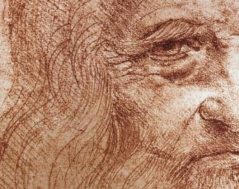 Leonardo da Vinci, “Autoritratto” (particolare), sanguigna su carta, 1515-1516, Torino, Biblioteca Reale