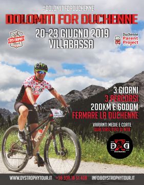 Locandina di "Dolomiti for Duchenne 2019"