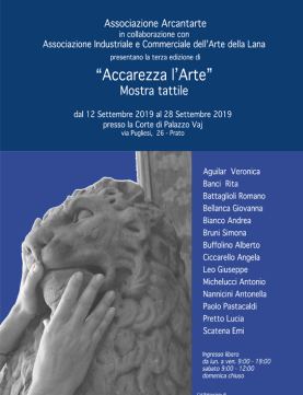 Manifesto della mostra "Accarezza l'Arte", Prato, 12-28 settembre 2019