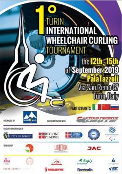 Locandina del 1° Torneo Internazionale di wheelchair curling, Torino, 12-15 settembre 2019