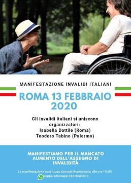 Locandina della manifestazione del 13 febbraio 2020 a Roma
