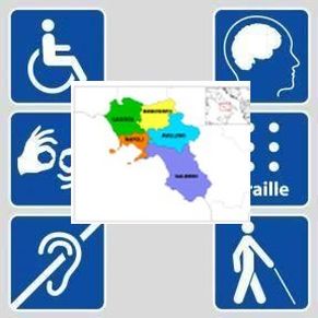 Province della Campania con loghi delle disabilità