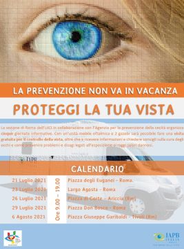 Locandina dell'iniziativa "La prevenzione non va in vacanza", luglio-agosto 2021
