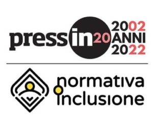 Logo per i vent'anni di Press-IN, con l'inserimento della nuova piattaforma "Normativa Inclusione"
