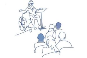 Una realizzazione grafica elaborata dal Forum Europeo sulla Disabilità, dedicata alla candidatura alle elezioni da parte di persone con disabilità