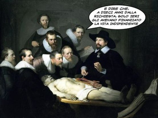Rembrandt Harmenszoon van Rijn, “Lezione di anatomia del dottor Nicolaes Tulp” (1632) (fumetto di Gianni Minasso)