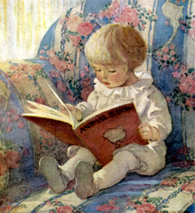 Disegno di bimba che legge un libro