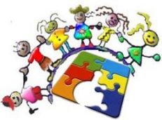 Realizzazione grafica con puzzle e bambini di varie etnie che si tengono per mano