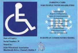 Facsimile del contrassegno europeo per il parcheggio riservato alle persone con disabilità