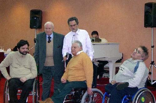 Pietro V. Barbieri, con Bruno Tescari e Giampietro Griffo, dell'European Disability Forum