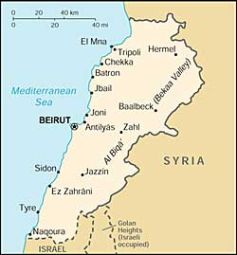 Il Libano è situato a nord di Israele e ad ovest della Siria