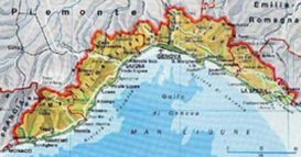 Carta geografica della Liguria