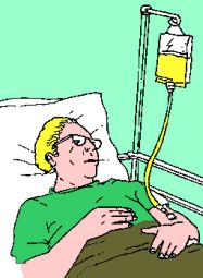 Disegno di malato in letto di ospedale