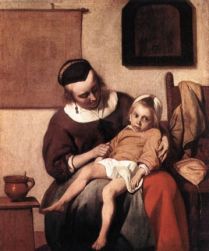 Gabriel Metsu, Madre con il figlio malato, 1660