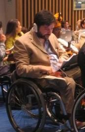 Il presidente della FISH Pietro Barbieri all'ONU, durante i lavori preparatori della Convenzione sui Diritti delle Persone con Disabilità